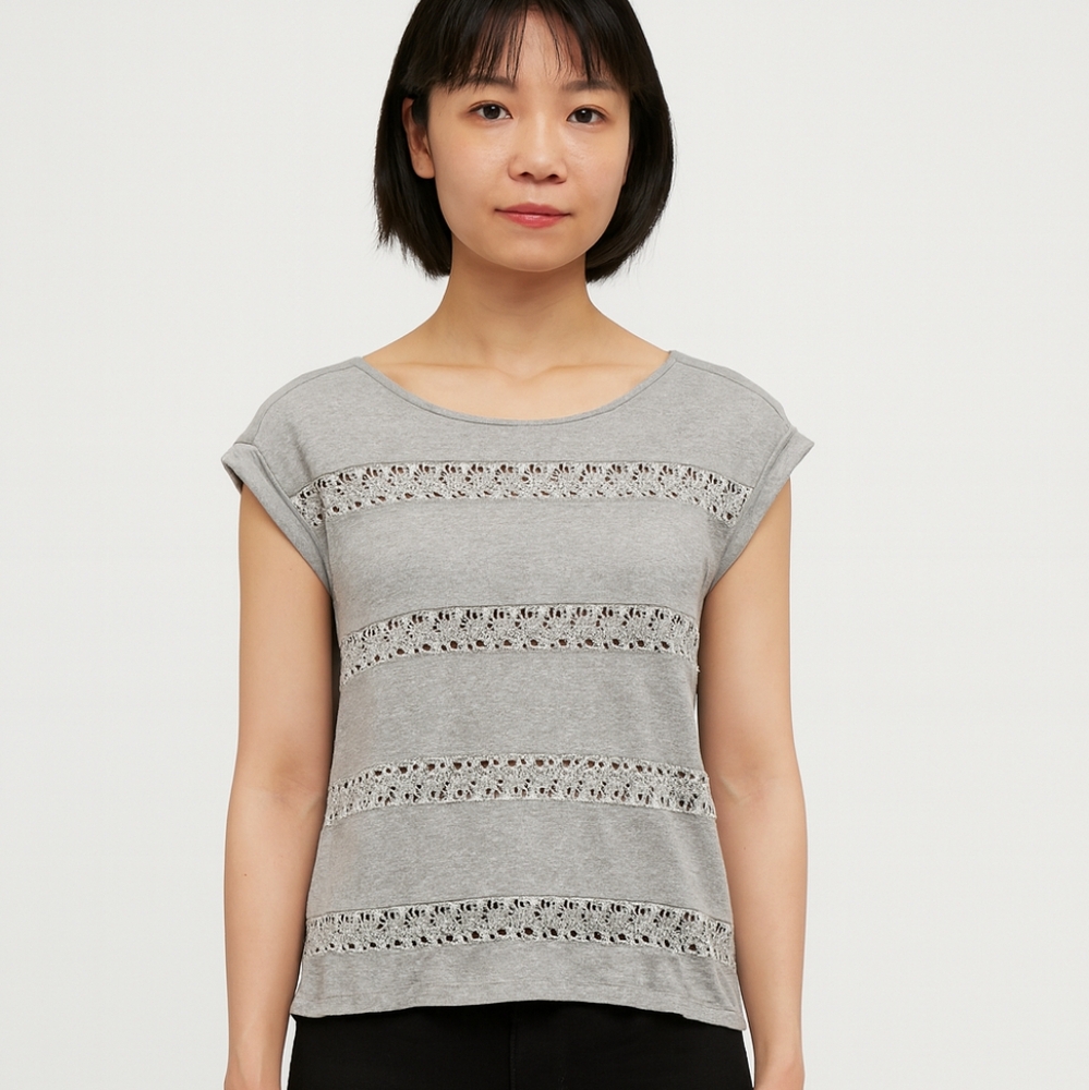 ANTHROPOLOGIE Crochet Linen Tee